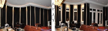 Custom Size Flexible Bendable Curved Electric Motorized Traverse Remote Controlled Drapery Track for Corner or Bay Window 118” CL200BT-CT
