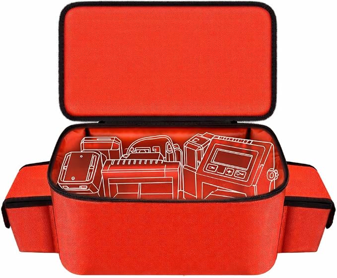 Air Compressor Bag for Milwaukee M18 Inflator 2848-20/2771-20 | Oxford Fabric, Dual Battery Pockets for 3.0-9.0Ah Packs, Accessory Organization for Garage and Vehicle, Red, Case Only