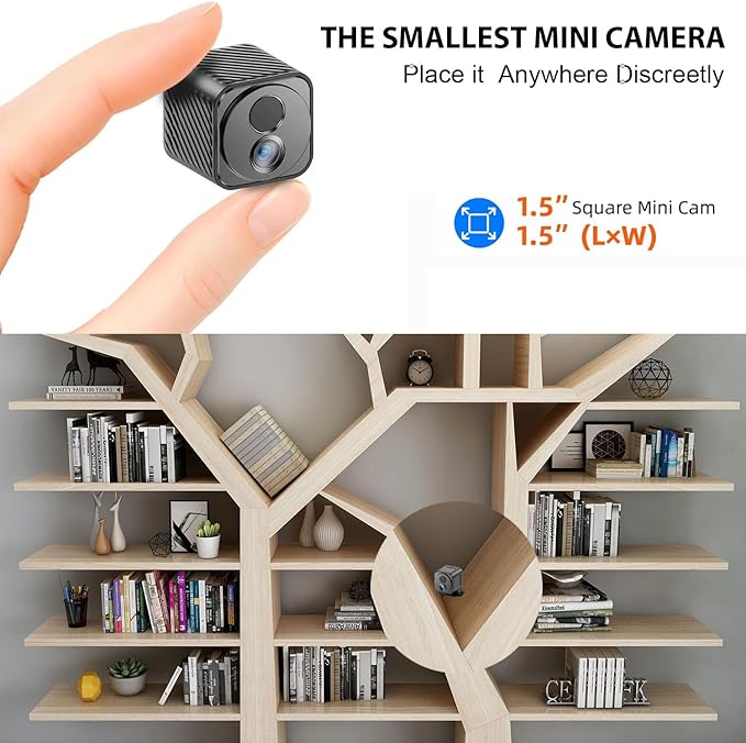 Mini Camera, 1080P Wireless Indoor Camera for Home Security, 60-Days Battery Life, AI Motion Detection Alerts, Auto Night Vision, Free Cloud Storage, No Need Micro SD Card, App Remote Viewing
