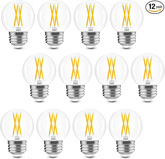 GvvooHome Dimmable G16.5 Light Bulb 4000K Neutral White, 4W, 40 watt Equivalent, E26 LED Globe Bulb, Round Edison Bulbs for Ceiling Fan, Chandeliers, 90+CRI 400LM, 12 Pack