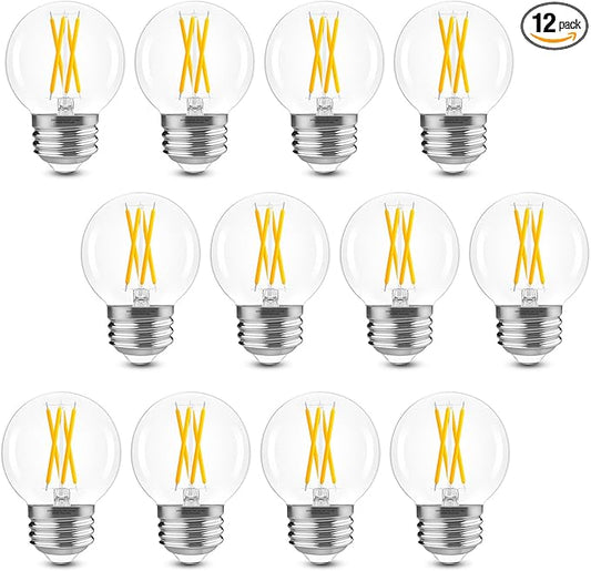 GvvooHome Dimmable G16.5 Light Bulb 4000K Neutral White, 4W, 40 watt Equivalent, E26 LED Globe Bulb, Round Edison Bulbs for Ceiling Fan, Chandeliers, 90+CRI 400LM, 12 Pack