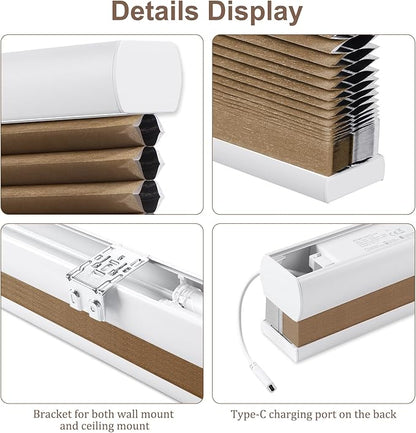 Godark Motorized Blackout Cellular Shades Compatible with Alexa/Google Home Electric Blinds Smart Honeycomb Shades for Windows Automatic Blinds with Remote Custom Size-Brown