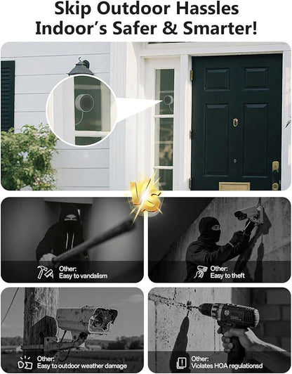 2K No-Drill Window Security Cameras, 2Packs Magnetic Cameras for Home Security, 5G&2.4G WiFi Indoor Angled Window Cam Stick on Glass, Full Color Night Vision, 24/7 AI Human Detection for RV, Apartment