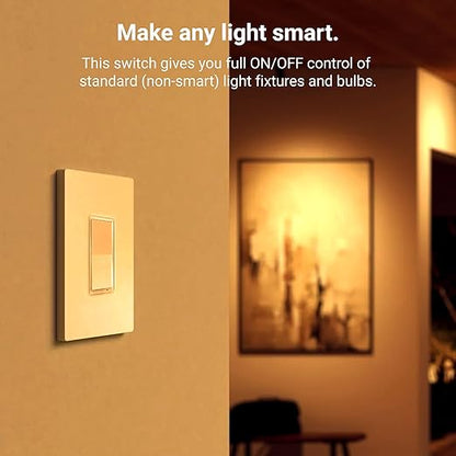 HALO Pure Smart Wi-Fi On/Off Switch 120V Hardwired Wall Switch for Traditional Non Smart Lighting Single Pole 3-Way Compatible Alexa Google Assistant Smart Home - SWW-SWT-WH