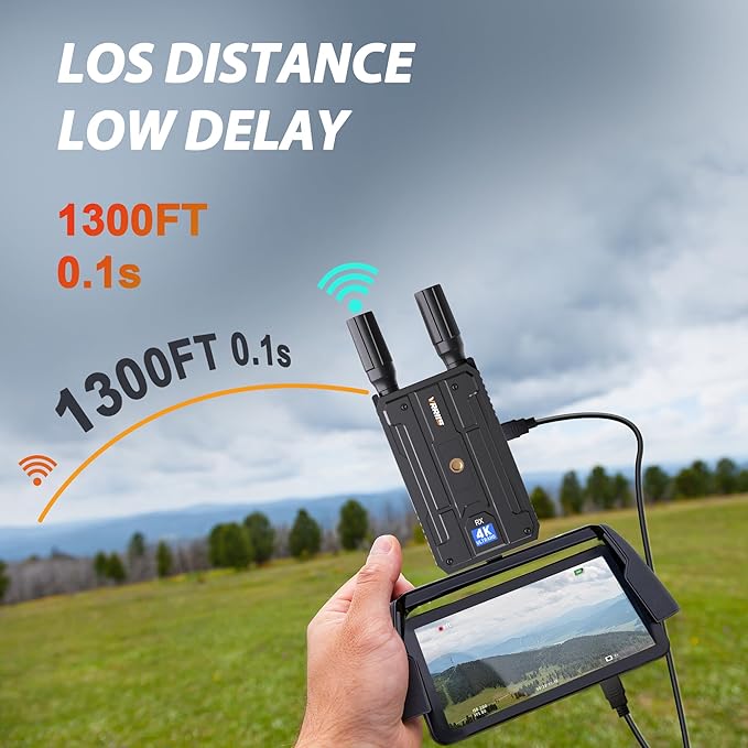 Wireless HDMI Transmitter and Receiver,Plug&Play 1300FT Los Range 4K Wireless HDMI Extender with 0.1S Latency,5G Wireless Video Transmission System for Streaming from DSLR/PC/Laptop to TV/Monitor