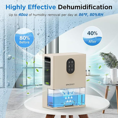 Dehumidifier, 106 OZ Water Tank (1000 sq.ft) Dehumidifiers for Home, Quiet Dehumidifier for Bathroom Bedroom Basement RV with Timer Setting, Auto Shut Off, 7 Colors LED Light, Sleep Modes, White