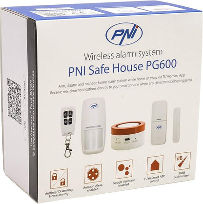 PNI Safe House PG600, Home Security System, Connection, Burglar, Wireless Alarm, Smart Alert Through TUYA iOS/Android Application, Compatible with Alexa and Google Assistant
