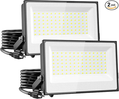 Onforu 120W Flood Lights Outdoor,12000lm Bright LED Work Light with Plug,Daylight White LED Flood Lighting, IP66 Waterproof Security Yard Lights for Yard Garage Stadium 2 Pack