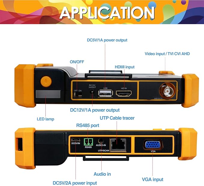 Rsrteng HD-3100C CCTV Tester HD Coaxial 4K 8MP TVI/CVI/AHD/CVBS Camera Tester with Cable Tracer 5 inch TFT-LCD Screen Monitor 5 in 1Support Support RS485 Audio HD VGA DC12V Output PTZ Control