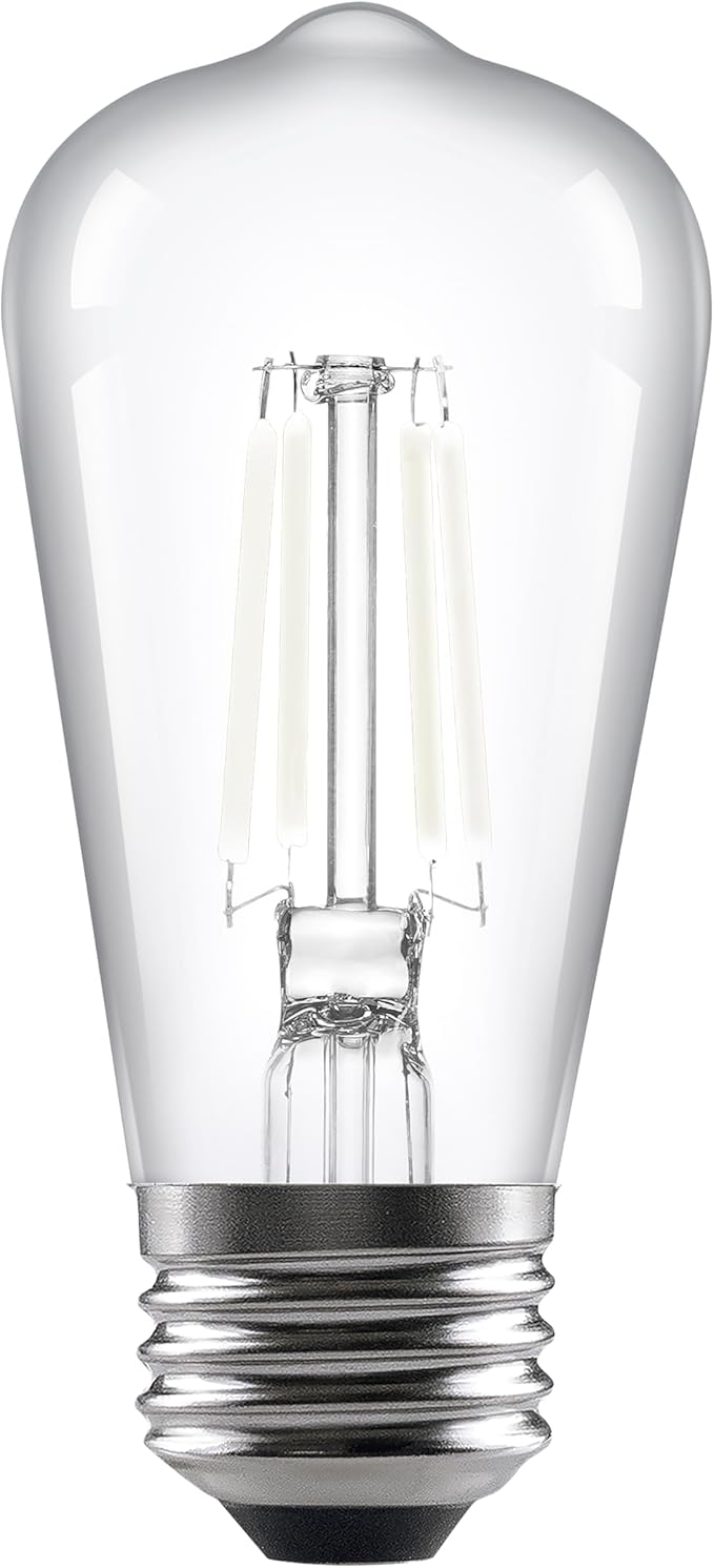 Sylvania ST15 Clear LED White Filament Bulb, 5.5W, Dimmable, 500 LMS, Medium Base, 5000K, Daylight - 2 Pack (42267)