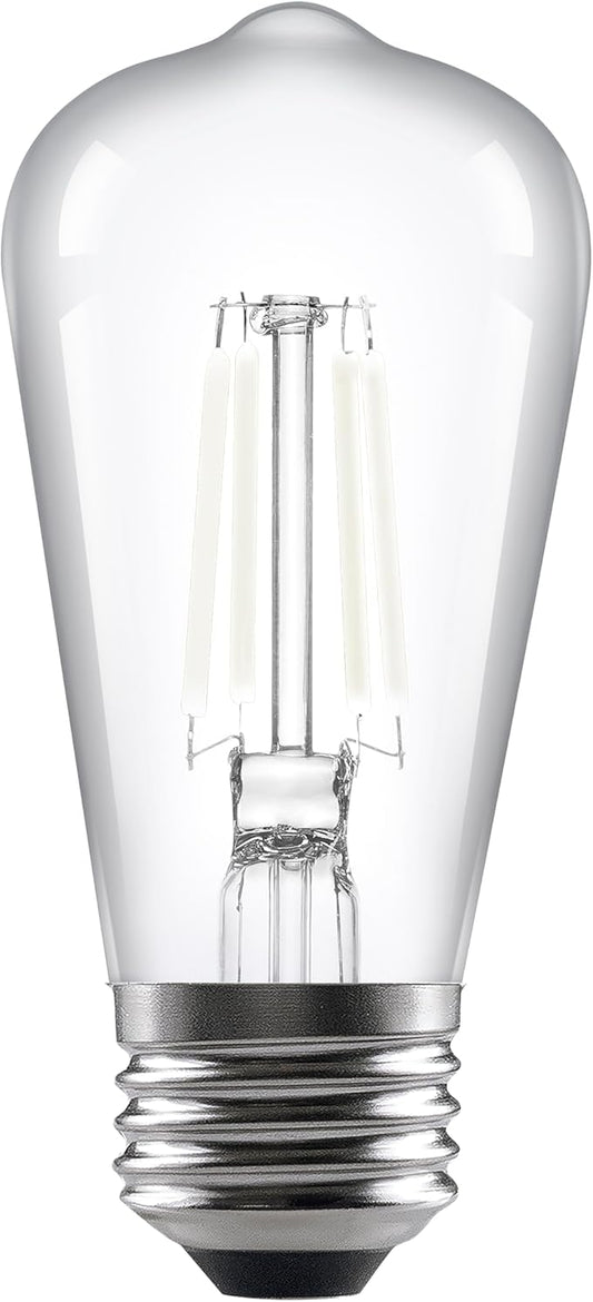 Sylvania ST15 Clear LED White Filament Bulb, 5.5W, Dimmable, 500 LMS, Medium Base, 5000K, Daylight - 2 Pack (42267)