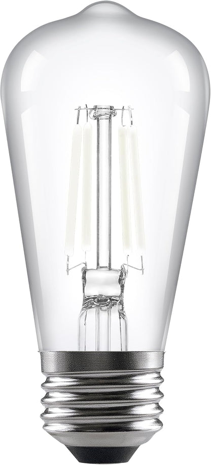 Sylvania ST15 Clear LED White Filament Bulb, 5.5W, Dimmable, 500 LMS, Medium Base, 2700K, Soft White - 2 Pack (42268)