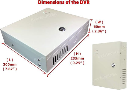 Evertech 16 Channel 12 Volt DC Output CCTV Distributed Power Supply Box for Security Camera with 18 Pcs. DC Male Pigtail