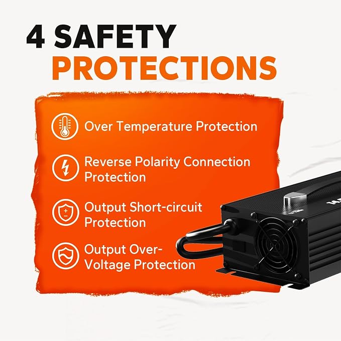 LiTime 12V 60A Lithium Battery Charger for LiFePO4, 14.6V Output Fast AC-DC