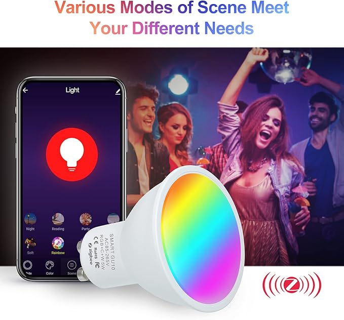 Irfora 5W ZigBee Smart Bulb Dual Mode White & RGB 16 Million Colors GU10 Smart Lamp APP Remote Control Voice Control Timing Function Multid LED Intelligent Bulb AC85-265V