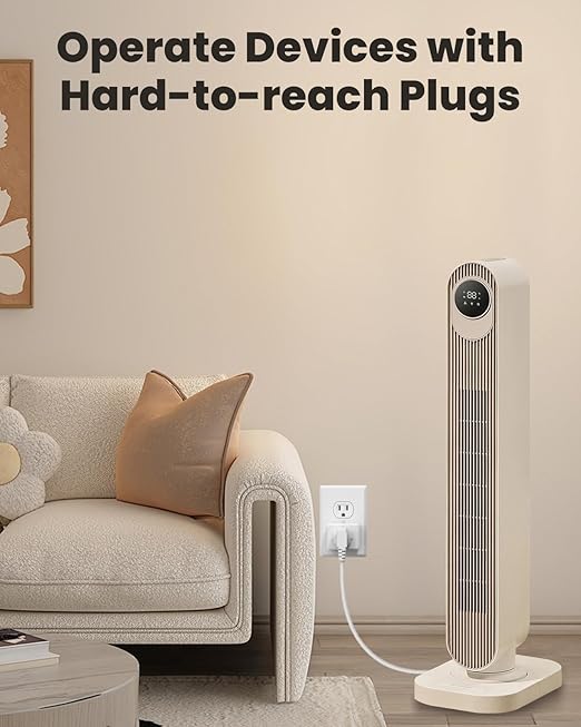 Remote Control Outlet Wireless Wall Mounted Light Switch, Compact Indoor Electrical Plug in On Off Power Switch for Lamp, Home Appliances, 300 Feet RF Range, Removable Buckle, FCC Listed