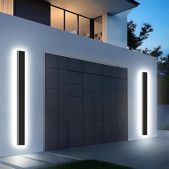 59inch Modern Outdoor Wall Light,Dimmable 3000K-6000K Linear Outdoor Wall Sconce Waterproof Ip65,Black LED Long Exterior Lights for Garage Exterior Wall Mount Lights