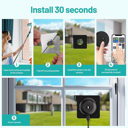 2K Window Mount Security Camera, Full Color Night Vision WiFi Indoor Camera with 2.4G&5GHz WiFi, Motion Detection, Alexa Compatible, 24/7 Recording, Easy Install Home Security Camera, 4-Pack