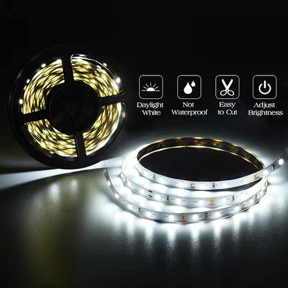 40ft Daylight White Led Strip Lights, 6000K 12V Dimmable Flexible Led Tape Light, Cuttable Led Lights Strip for Bedroom Christmas, Kitchen, Cabinet, Mirror, Not Waterproof