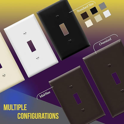 ENERLITES Triple Light Switch Wall Plate, Toggle Switch Plate, Gloss Finish, 3-Gang Mid-Size 4.88" x 6.77", Unbreakable Polycarbonate Thermoplastic, UL Listed, 8813M-BR, Brown