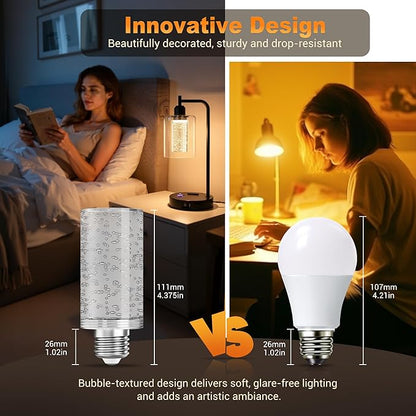 JandCase LED Bulb,5W,3000K,500LM Dimmable E26 Acrylic Bubble Bulb with Ceramic Base, Suitable for E26 Lighting Fixtures Including Chandeliers, Wall Sconces, Table Lamps, and Vanity Lights-2 Pack