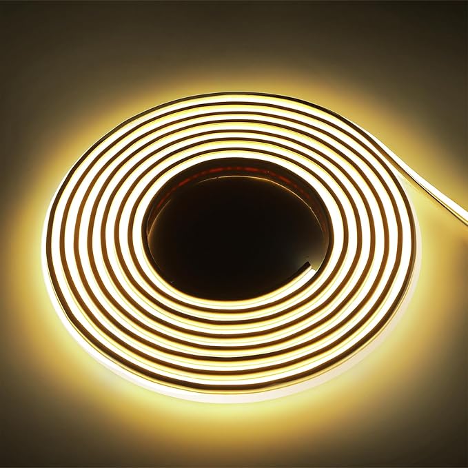 COB LED Strips Light Cuttable Flexible 240 LEDs/m with Adhesive 1M 110V 120V 3.28 Feet LED Strip Rope Lighting with Plug for Bedroom Kitchen Cabinets (Warm White, 3.28ft)