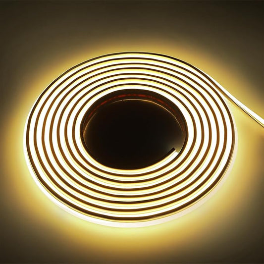 COB LED Strips Light Cuttable Flexible 240 LEDs/m with Adhesive 1M 110V 120V 3.28 Feet LED Strip Rope Lighting with Plug for Bedroom Kitchen Cabinets (Warm White, 3.28ft)