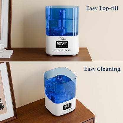 Smart Humidifiers for Bedroom, Top Fill 4L Cool Mist Air Humidifier for Large Room, Essential Oil Diffuser App Control, Fast Symptom Relief, Nightlight, 12H Quiet Runtime for Baby, Plant