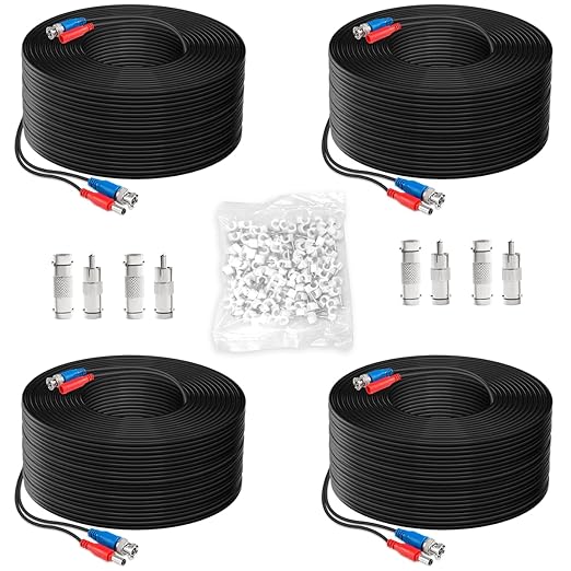 OOSSXX Video Power Cable BNC Extension All-in-One Cables for CCTV Security Cameras, Outdoor Wired Surveillance Camera DVR System