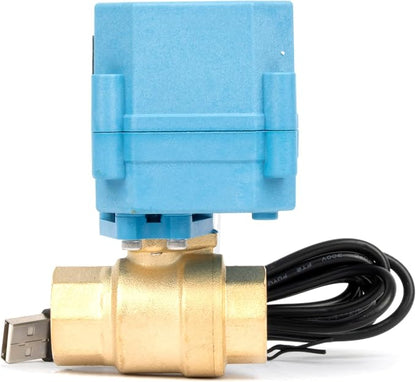 Motorized Ball Valve 1/2 in NPT U.S. Solid WiFi Smart 2-Way Brass Electric Valve USB Powered LED Indicator Remote On/Off for Water and Irrigation