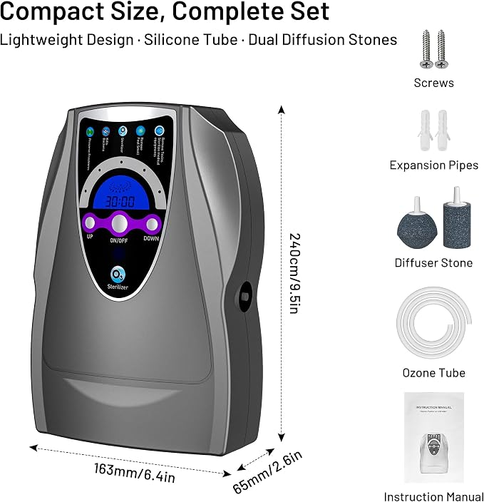 Ozone Machine Generator, Multifunctional with Timer, 1000mg/h Portable Ozone Machine for Home, Kitchen, Office, Cleaning Water, Fruits and Vegetables