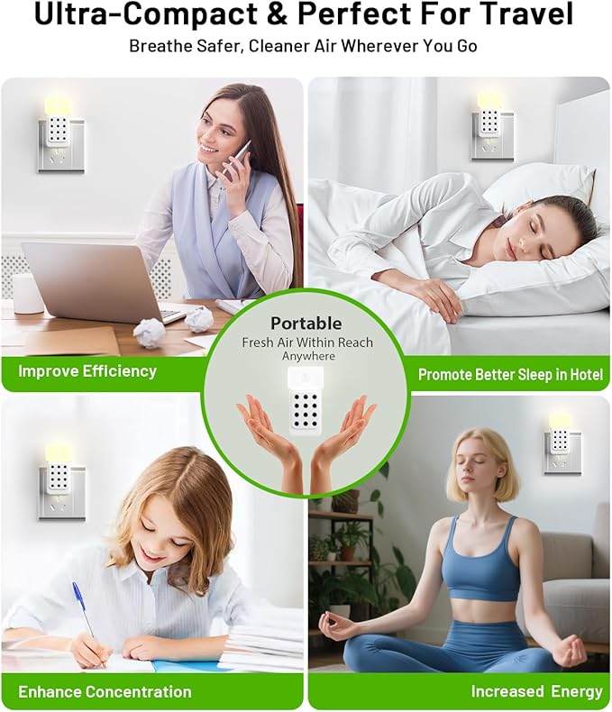 ySky Plug In Air Purifier for Home(3Packs), Negative Ion Air purifiers with Motion Sensor,Quiet Mini Air Ionizers for home,Bathroom,Bedroom,Portable Air ionizer for Odor,Pet smell