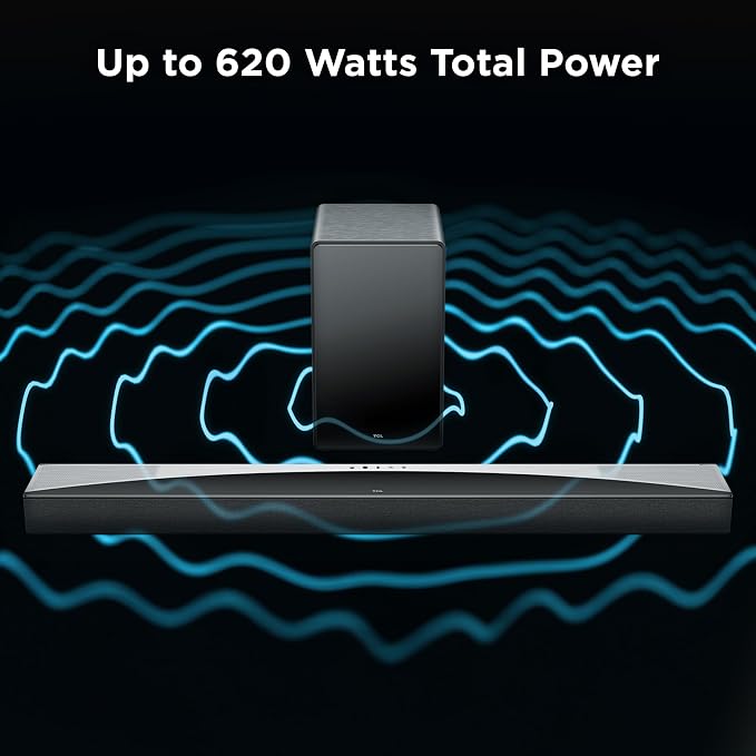 TCL Q75H 5.1.2 Surround Sound Bar with Wireless Subwoofer for Smart TV | Dolby Atmos DTS:X Auto Calibration | 620W Power Bluetooth Home Theater Speaker | App Control & Remote Control | Latest Model