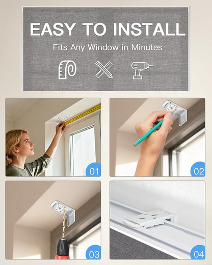Motorized Roman Shades for Windows, Custom Light Filtering Roman Blinds with Remote, Smart Privacy Window Shades for Living Room Kitchen Office, Alexa & Google Home Compatible, App Control via RF Hub