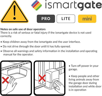 ismartgate MINI Smart Garage Opener - Universal WiFi Remote Controller Compatible with Alexa, Google Home, iPhone, Android,Door Left Open Alert, Door Security Systems. No Hub Needed.