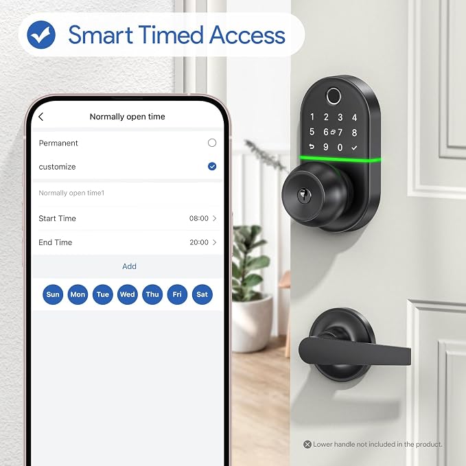 Keypad Smart Door Lock with Knob, 7 in 1 Keyless Entry with Fingerprint