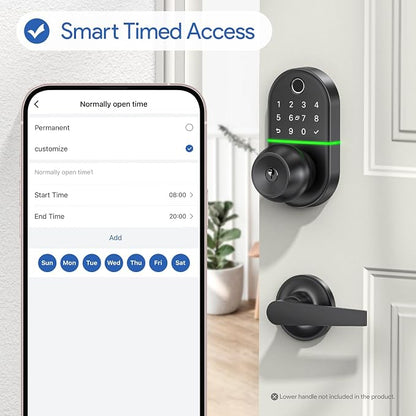 Keypad Smart Door Lock with Knob, 7 in 1 Keyless Entry with Fingerprint