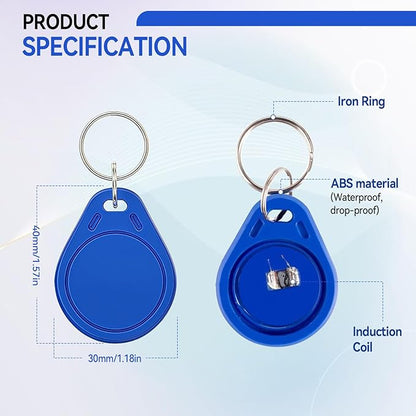JOJOCY 50 PCS 13.56MHz MFR Ultralight C ULC Key Fobs, NFC Tags, ISO14443A RFID Access Control Key Cards for Smart Door Locks (Blue)