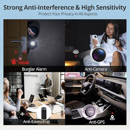 AI Hidden Camera Detector, Spy Camera Detectors – for Hotels, Travel, Home & Office: Portable RF Signal Scanner with 5-Level Sensitivity, AI-Powered Anti-Spy Device, GPS Tracker & Bug Detector