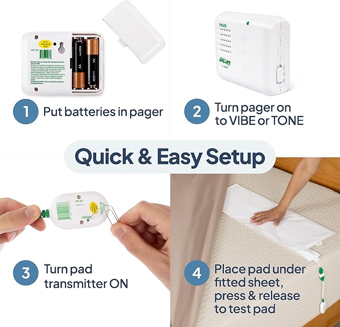 Smart Caregiver Bed Exit Alarm with Wireless Pager - Early Alert Fall Prevention for Seniors and Elderly - Weight Sensing Bed Pad Alerts Caregiver When They Get Up - USA Company and Customer Service