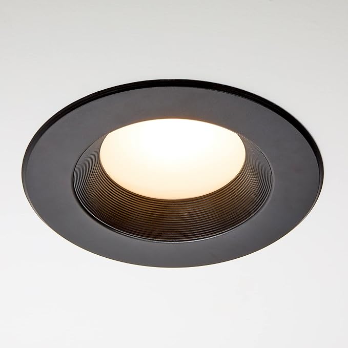 Maxxima 5 in. & 6 in. 5 CCT Retrofit Recessed LED Downlight - 1100 Lumens, E-26 Quick Connect, 5 CCT 2700K/3000K/3500K/4000K/5000K, Dimmable, Ceiling Light Fixture for Kitchen or Hallway, Black Trim