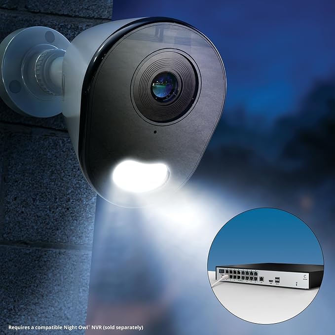 Night Owl Wired IP 4MP Deterrence Camera with 2-Way Audio - White