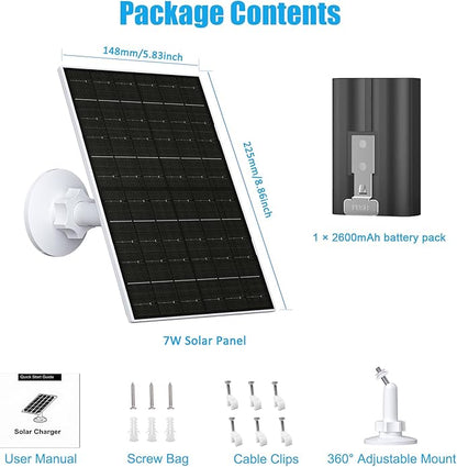 FUTURENZEN 7W Solar Panel Kit for Ring Video Doorbell 2/3/3 Plus/4, 16.4ft Cable, IP65 Waterproof, 360° Adjustable Mount