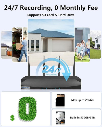 【Auto Tracking & 2-Way Audio】 Outdoor Wireless Security Camera System, Home Video Surveillance Cameras, WiFi PTZ Camera Systems
