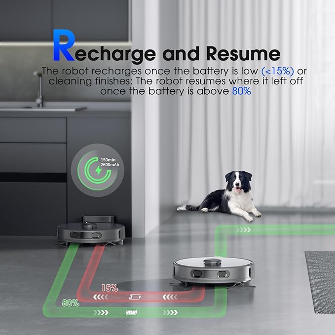 Robot Vacuum and Mop, Mapping Robotic Vacuums Cleaner with LiDAR Navigation Smart & Strong Suction, WiFi/App/Alexa/Voice Control, Obstacle Avoidance, for Home, Wood/Hard Floors, Pet Hair -Gray