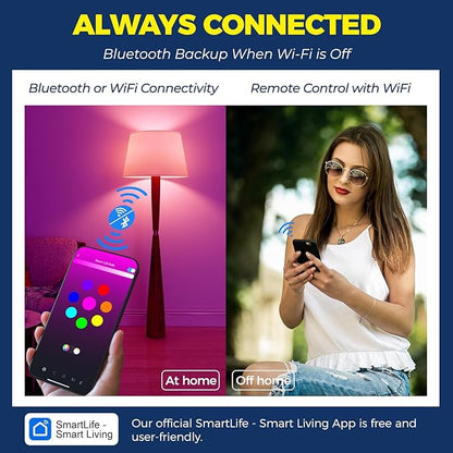 Lightinginside Smart Light Bulbs 100W Equiv., 1350LM 11W Smart Bulb Works with Alexa/Google Home/SmartLife, A19 E26 RGBCW Color Changing, No Hub Required, 2.4G WiFi Bluetooth Bulb, ETL Listed, 2PCS