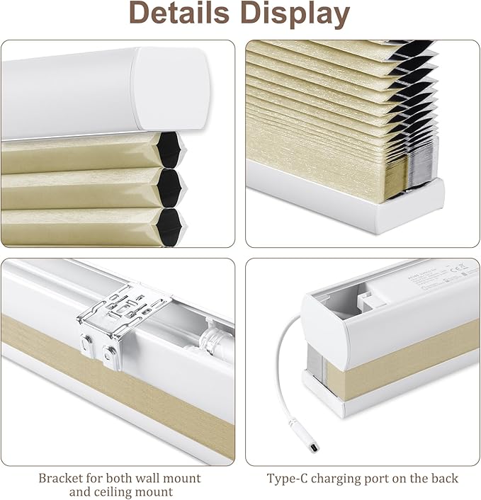 Godark Motorized Blackout Cellular Shades Compatible with Alexa/Google Home Electric Blinds Smart Honeycomb Shades for Windows Automatic Blinds with Remote Custom Size-Beige
