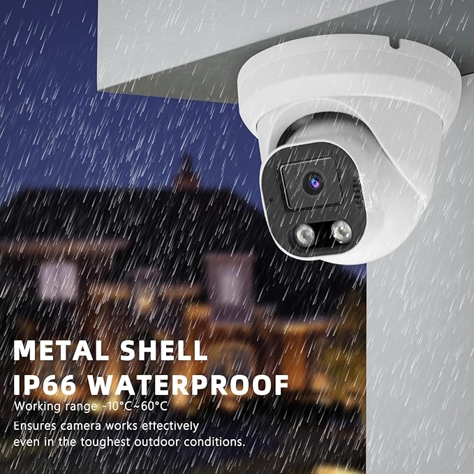 5MP PoE IP Dome Security Camera Outdoor, Full Color Turret IP Camera with Smart Dual Light, Two Way Talk, SD Card Slot, 98ft Night Vision, 110°Wide Angle, Human/Vehicle Detection