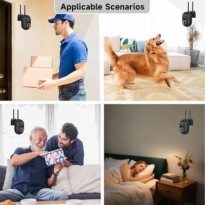 JAIOTlink 2K Security Camera Wired, 2.4/5GHz Home WiFi Camera, 360° PTZ Baby Monitor with Color Night Vision, Motion Detection, 2-Way Audio, Compatible with Alexa