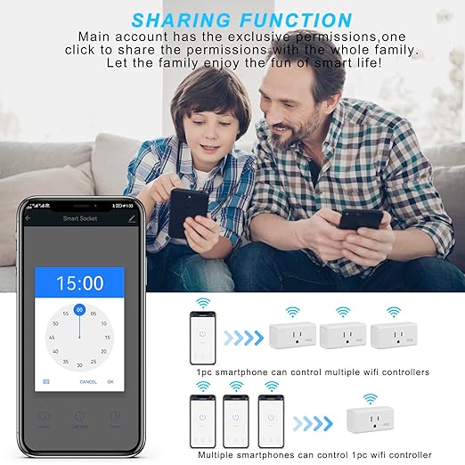 WGGE WiFi Smart Plug Outlet, APP Remote Control Anywhere, Timer Function,Compatible with Alexa or Google Assistant, No Hub Required, 2.4 Ghz Network Only (White / 2 Pcs)